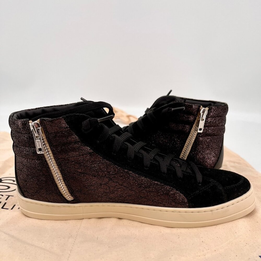 P448 Skate High‑Top Sneaker Size 38 Cracked Leather/Black Rubber Sole - Picture 6 of 16